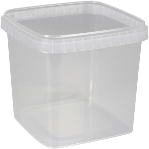 [10480] Condi bøtte, 12,8x12,8x11,8cm, 1280 ml, klar, PP, 1-rums, tilhørende 10384, (10 stk.)
