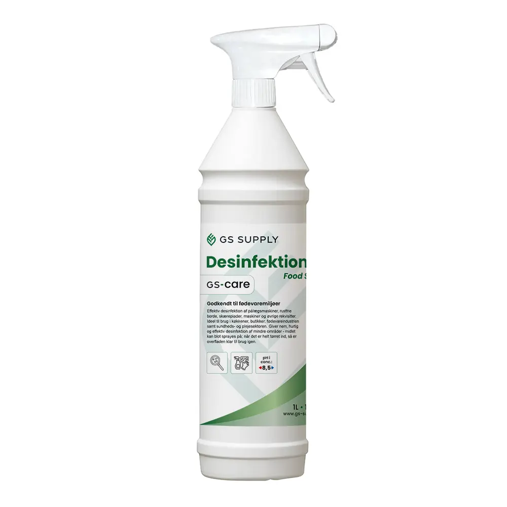 [10472] Desinfektion, Food Safe, GS-Care, med spray, godkendt til levnedsmiddelindustrien, 1L, (1 stk.)