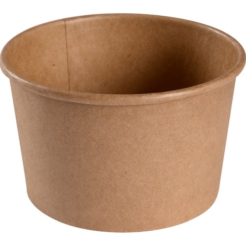 [10471] Suppebøtte, 6 cm, Ø9,6cm, 250 ml, brun, kraft/PE, 8 oz, tilhørende 10446, (50 stk.)