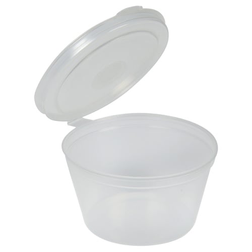 [10461] Dressingbæger, 30 ml, 2,5cm, Ø5cm, klar, PP, med hængslet låg, (1000 stk.)