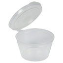 Dressingbæger, 30 ml, 2,5cm, Ø5cm, klar, PP, med hængslet låg, (1000 stk.)
