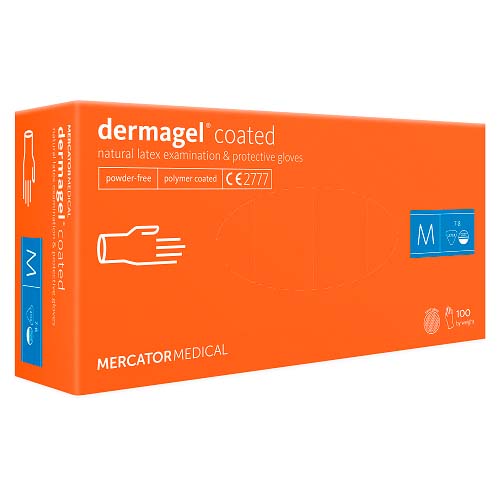 [13428] Latexhandske, operationshandske, M, hvid, dermagel belagt, Mercator, (200 stk.)