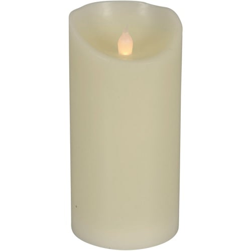 [10457] LED bloklys med bevægelig flamme, M, 12xØ7,5cm, hvid, plast, (1 stk.)