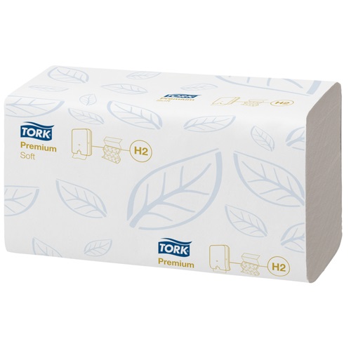 [13491] Håndklædeark, H2, Premium, 2-lags, Z-Fold, 25,5x21,2cm, 8,5 cm, hvid, nyfiber, Tork Xpress 100289, (3150 stk.)