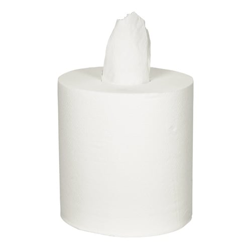 [10455] Håndklæderulle, neutral, 2-lags, Midi, 153mx20cm, Ø19cm, hvid, 100% nyfiber, uden hylse, (6 stk.)