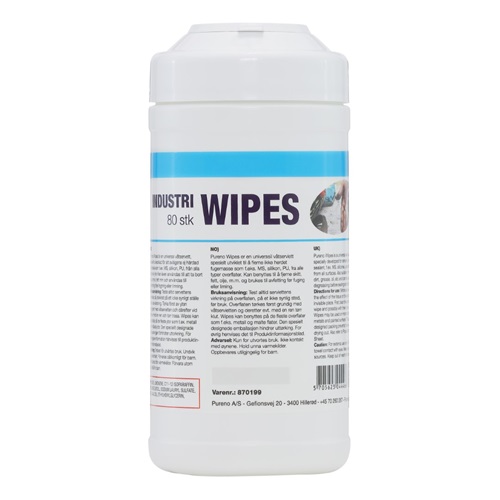 Industriaftørring, Wipes, Pureno, (80 stk.)