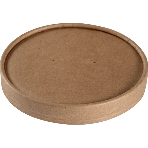 [10446] Låg til suppebøtte, Ø9,6 cm, brun, kraft/PE, til 8oz bæger 10471, (25 stk.)