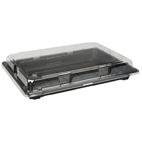 Sushibakke og låg, 11, 26x18,7x4,5cm, sort, PET, med gennemsigtigt låg, rektangulær, (200 stk.)