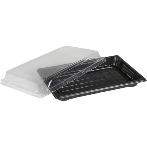 [13665] Sushibakke og låg, 9, 24x15x5cm, sort, PET, med klar låg, rektangulær, låg h:3,3cm, (300 stk.)