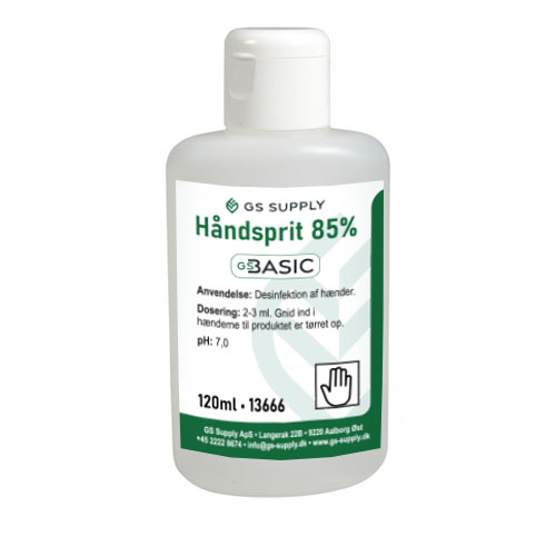 Hånddesinfektion-GEL, GS-Basic, flaske med klaplåg, 85% ethanol, 150-ml (30 stk.)