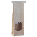 Klodsbundspose, brun papirspose uden hank, S, 4,7x8,8x26cm, 1 l, OPP/papir, med sidefals, (500 stk.)
