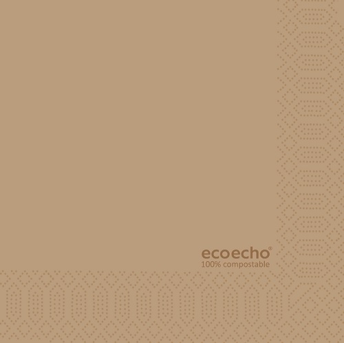Kaffeserviet, Duni Ecoecho, 2-lags, 1/4 fold, 24x24cm, brun, nyfiber, Duni, (2400 stk.)