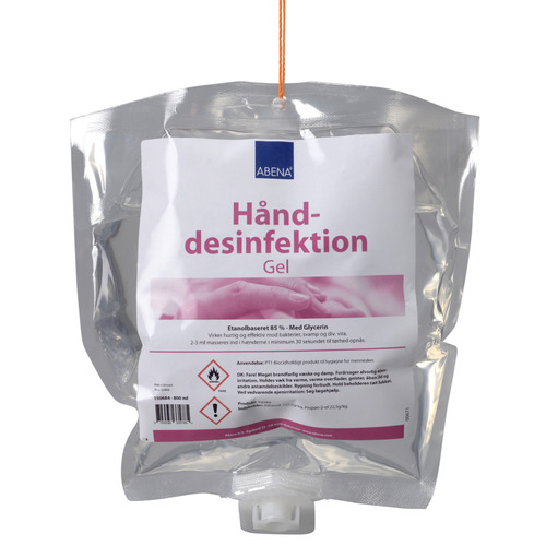 Hånddesinfektion gel,  800 ml, 85% ethanol, pose refill, til dispenser, (6 stk.)