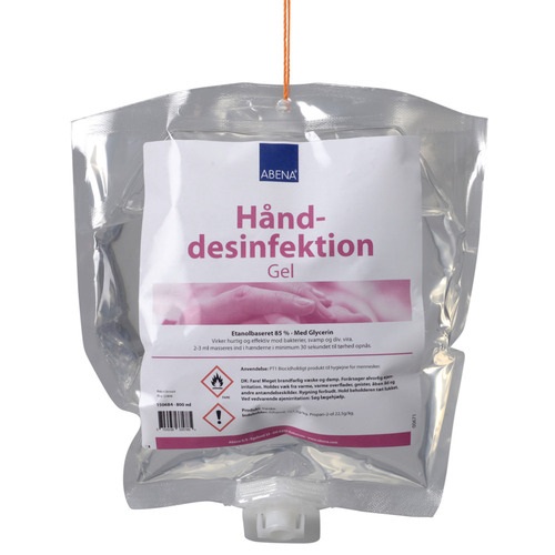[13722] Hånddesinfektion gel, 800 ml, 85% ethanol, pose refill, til dispenser, (6 stk.)