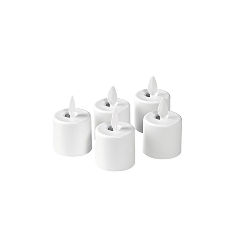 [13801] LED fyrfadslys m/ bevægelig flamme, genopladelige, varm hvid, 38xØ36mm, 25t, Duni Moving Flame, (5 stk.)