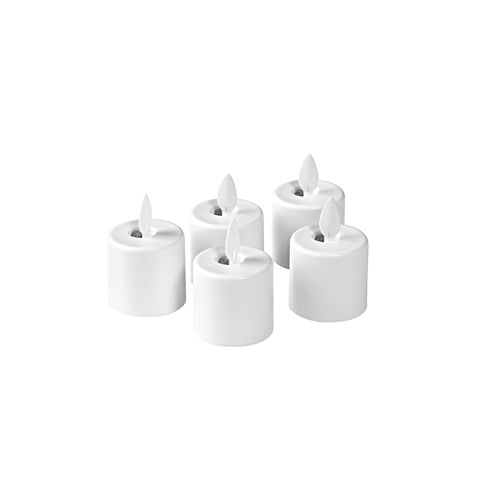 [13801] LED fyrfadslys m/ bevægelig flamme, genopladelige, varm hvid, 38xØ36mm, 25t, Duni Moving Flame, (5 stk.)