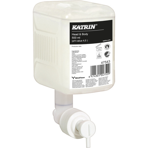 [13883] Hår og bodyshampoo, Katrin 47543, 500 ml, med parfume,0,6 ml pr. dosering, (12 stk.)