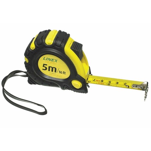 Målebånd, 5 meter, 16 ft, Linex, (1 stk.)