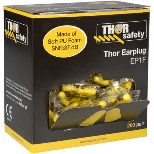 Ørepropper, THOR EP1F, One size, gul, PU, SNR 37 dB, 200-pak, (1 stk.)