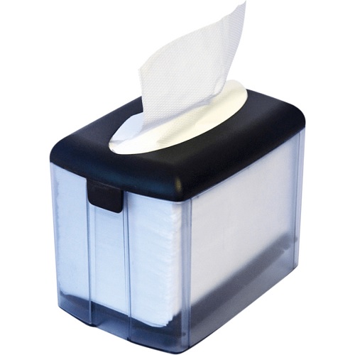 Servietdispenser, Bulkysoft SystemOne, N4, 12,9x18,3x14,3cm, sort, plast, til interfold servietter, (1 stk.)