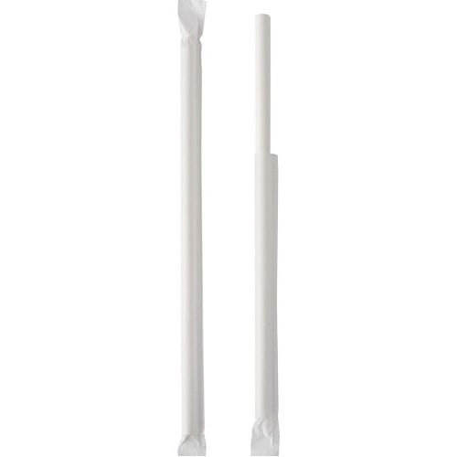 [10753] Sugerør, GS-Basic, hvid, 23 cm, Ø9 mm, 4-lag høj glans papir/voks, Enkelt-indpakket, (200 stk.)