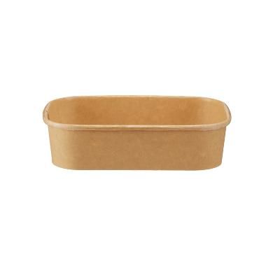 [10610] Salatbakke, GS-Basic, 500 ml, 17,2x12x4,1cm, rekt, ubleget brun pap, m/ PP coatning, tilhørende 10612 & 11208, (300 stk.)