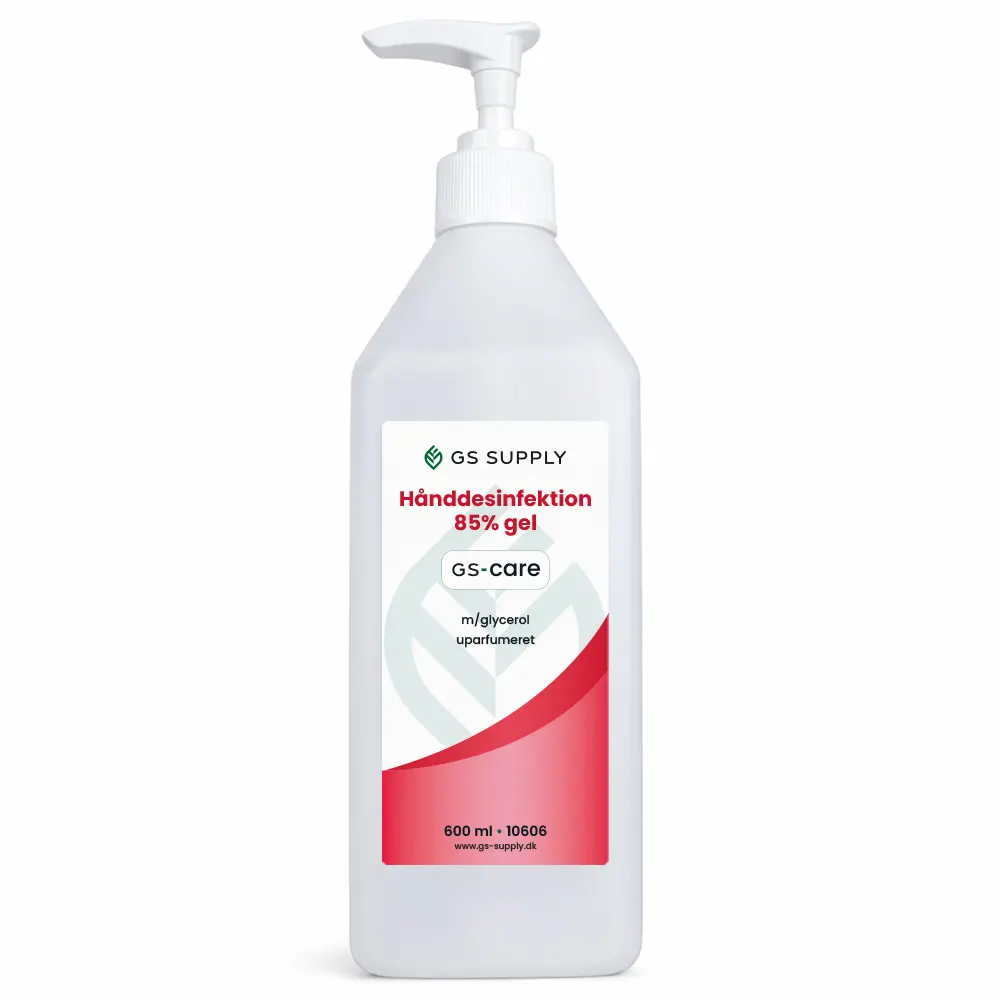 [10606] Hånddesinfektions-Gel, GS-Care, 600 ml, 85% ethanol, flaske med pumpe, (1 stk.)