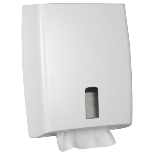 Papirdispenser t/ alle typer håndklædeark, White Classic, Midi, 12,5x31x39cm, hvid, plast, (1 stk.)