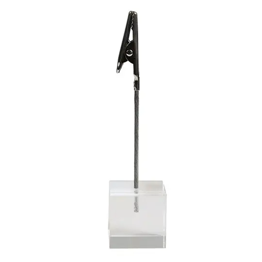 Skilteholder med klemme, akryl-terning, Securit, 10x2,5cm, plast/metal, klar, (6 stk.)  