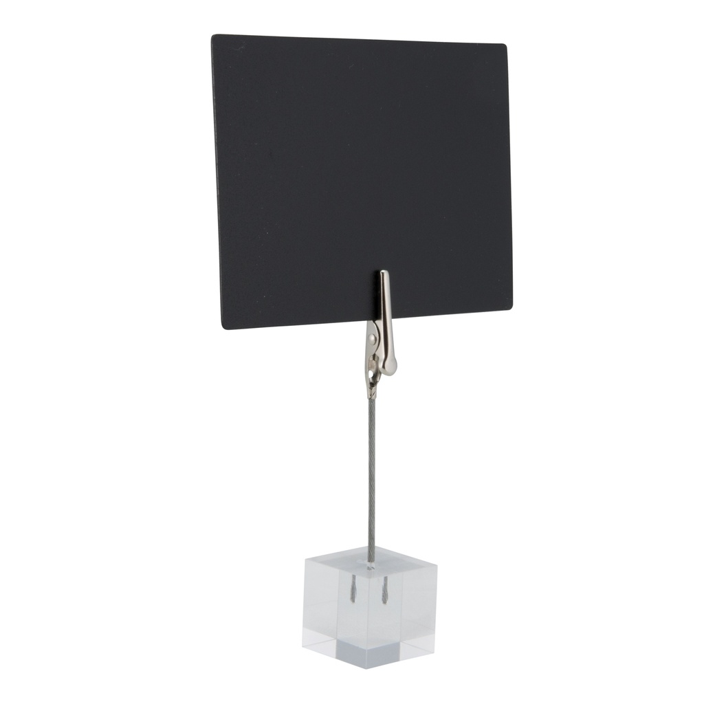 Skilteholder med klemme, akryl-terning, Securit, 10x2,5cm, plast/metal, klar, (6 stk.)  