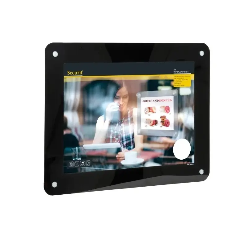 Inforamme med sugekopper, Securit, A3 dobbeltsidet, 35,6x27,1x0,3 cm, PP, sort, (1 stk.)