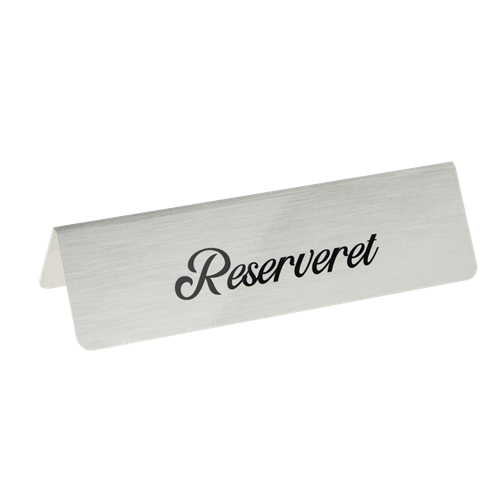 [15192] "Reserveret", bordskilte, 15x4 cm, aluminium, aluminium-Design med sort skrift, (5 stk.)