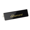 "Reserveret", bordskilte,  15x4 cm, aluminium, sort med guld-skrift, (5 stk.)