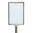 Topskilt til afspærringssystem, Securit, "Classic Chrome", dobbetsiddet A4, rustfrit stål/glas, krom, (1 stk.)