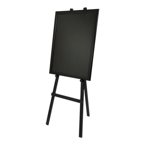 [15252] Staffeli til kridtmarker, vægskilte (40+ cm) med fire justerbare positioner, Securit, 165x60x63 cm, fyrretræ, sort, (1 stk.)