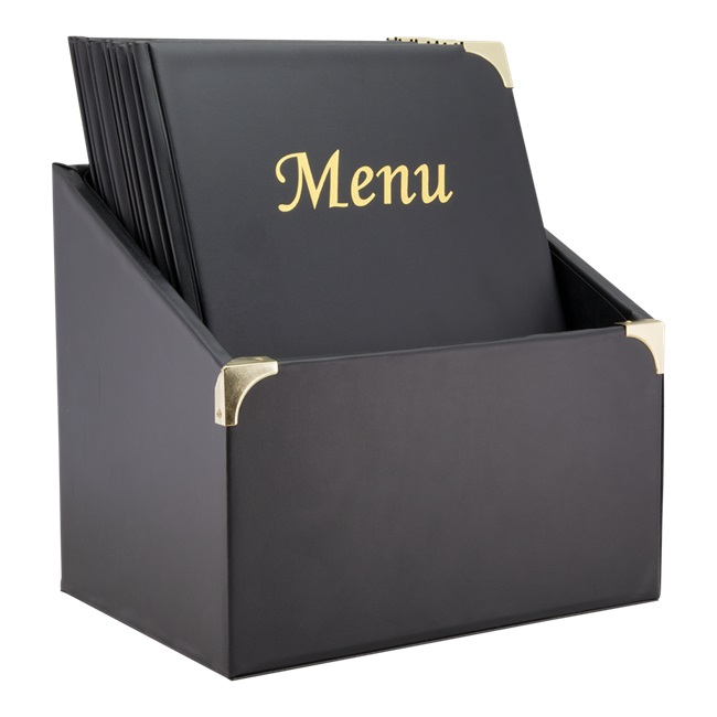 Menuomslag i boks, Securit, BASIC, A4, sort, (10 stk.)