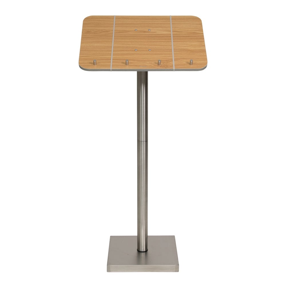 [15275] Menu stander, Securit, passer til opslået A4 foldere/menuomslag, 113,7x54,2x36,7 cm, rustfrit stål og teak, (1 stk.)