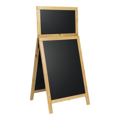 [15280] A-skilt / gadeskilt med topskilt, DELUXE, Securit, 121,5x55 cm, (1 stk.) (Bøgetræ)