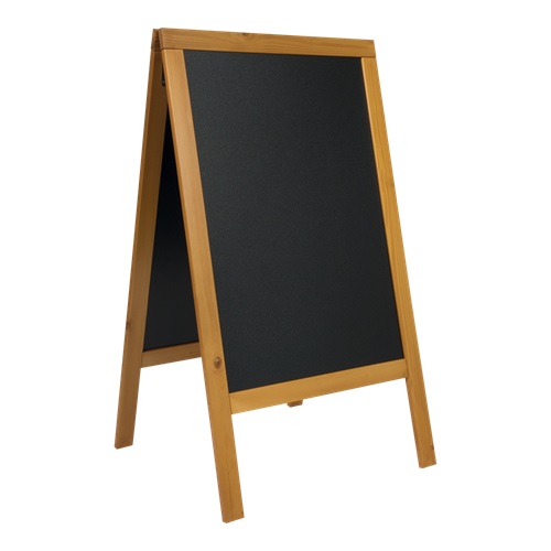[15284] A-skilt / gadeskilt til kridtmarkere, Securit, Woody, stor: 125x69 cm, fyrretræ, teakfarvet, (1 stk.)