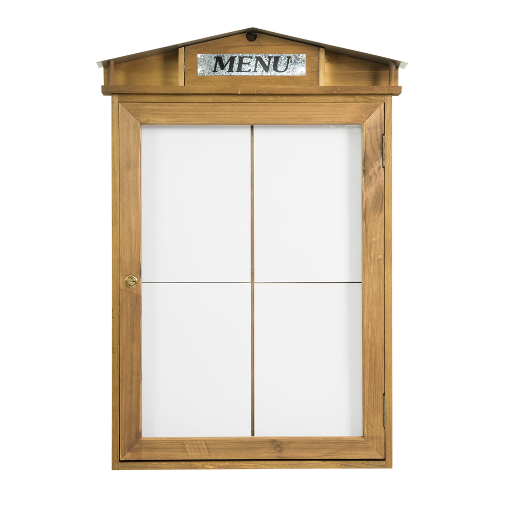 [15289] LED Lys-displaykasse,Securit, Rustic, inkl. stømstik, 4xA4, træ/zink/glas, natur, (1 stk.) 