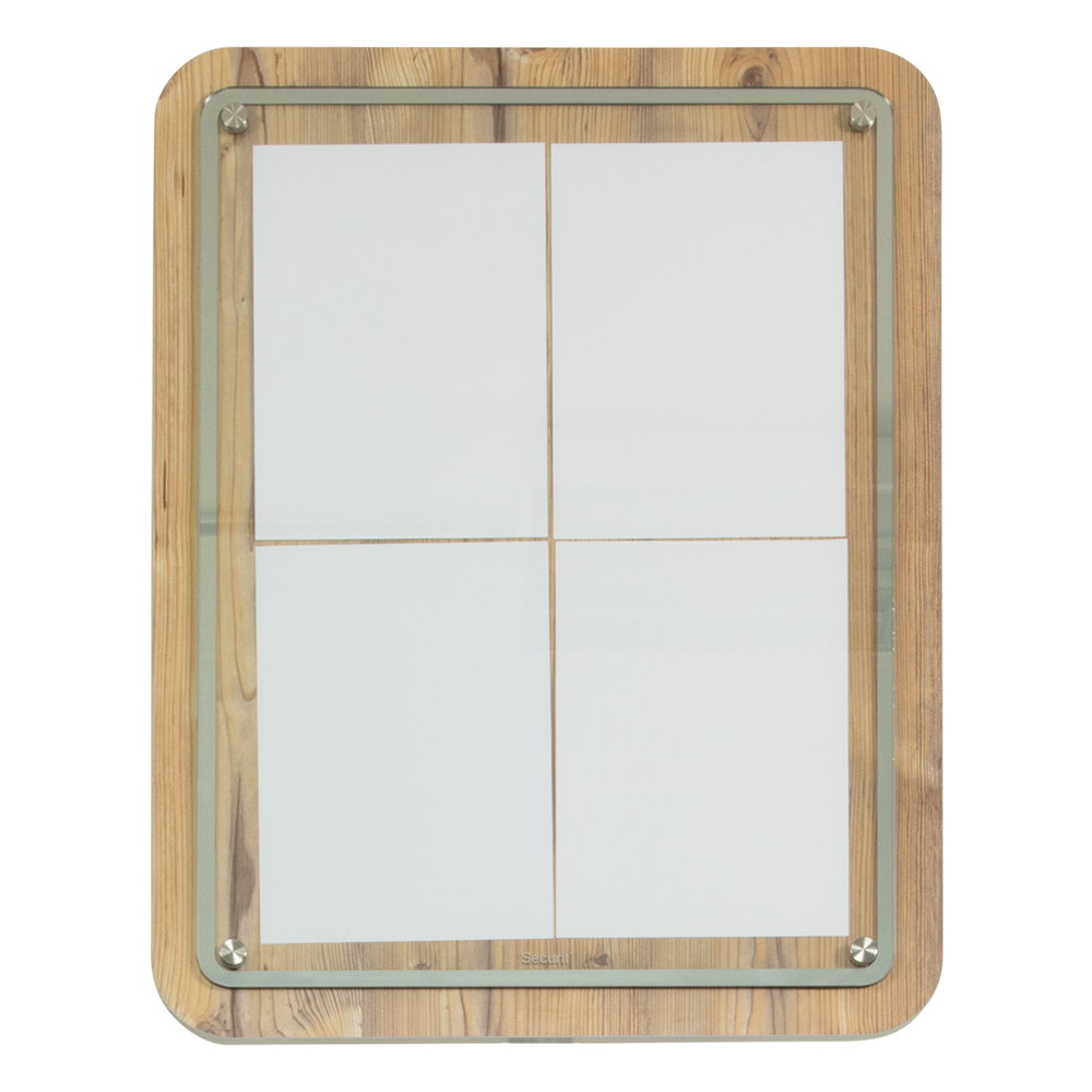 [15292] LED Lys-displaykasse, Securit, "Glass star", inkl. strømkabel, 4xA4, 74,4x57x3 cm, træ/glas, egetræsfarvet, (1 stk.)