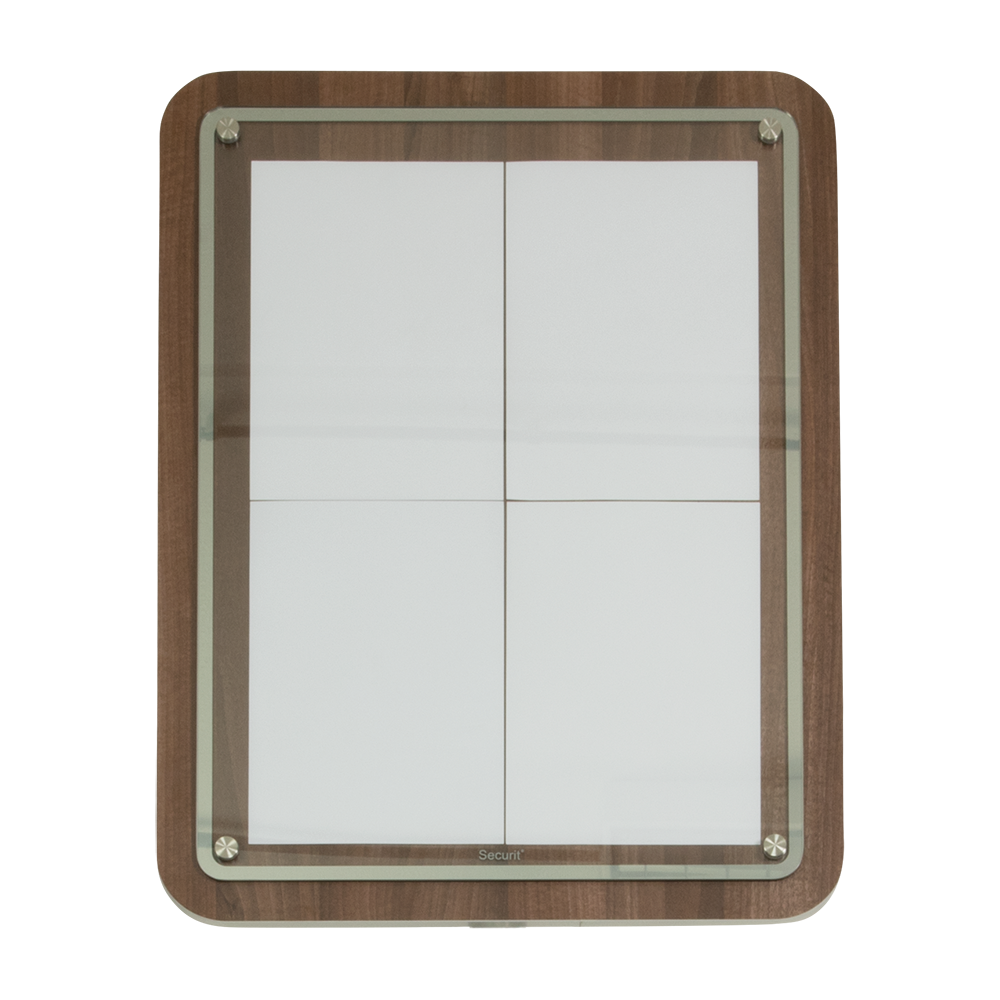 [15293] LED Lys-displaykasse, Securit, "Glass star", inkl. strømkabel, 4xA4, 74,4x57x3 cm, træ/glas, valnøddefarvet, (1 stk.)