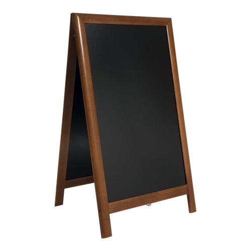 [15294] A-skilt / gadeskilt til kridtmarkere, Securit, DELUXE, stort:139x71,5 cm, gummitræ, mærkebrunt, (1 stk.)