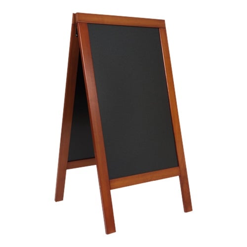[15297] A-skilt / gadeskilt til kridtmarkere, Securit, DELUXE, stort:139x71,5 cm, gummitræ, mahognifarvet, (1 stk.)