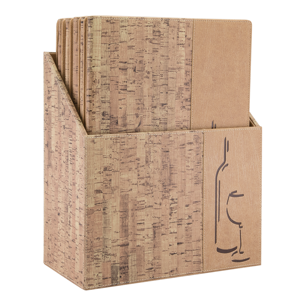 Vinkort i boks, Securit, KORK Design, A4, (10 stk.)