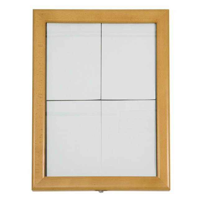 [15302] LED Lys-displaykasse, Securit, "Classic", inkl. strømstik, 4xA4, 69,7x53,3x5,5 cm, vejrbestandigt lakeret træ/glas, teakfarvet, (1 stk.)