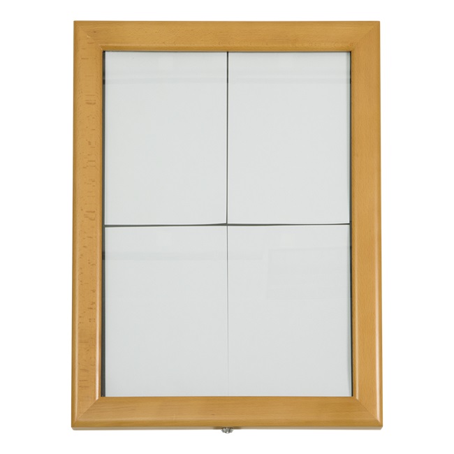 [15302] LED Lys-displaykasse, Securit, "Classic", inkl. strømstik, 4xA4, 69,7x53,3x5,5 cm, vejrbestandigt lakeret træ/glas, teakfarvet, (1 stk.)