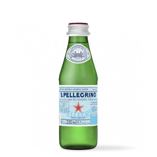 San Pellegrino, glasflaske, 0,25 L, vand med brus, Sparkling Natural Mineral Water, (24 stk.)