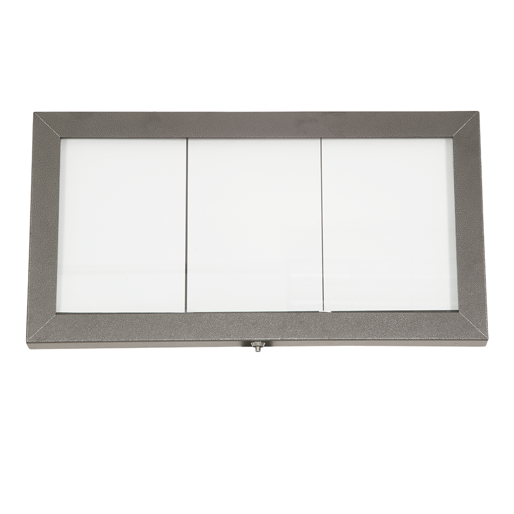 [15316] LED Lys-displaykasse, Securit, coated steel,  inkl. stømstik, 3xA4, lakeret stål, 38,6x71,7x7,4 cm, stål/glas, sort, (1 stk.)
