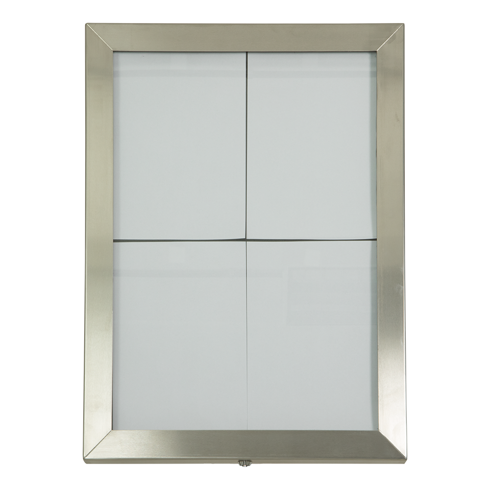[15317] LED Lys-displaykasse, Securit, "Classic", inkl. strømstik, 4xA4, 69,7x53,3x5,5 cm, vejrbestandigt stål, (1 stk.)